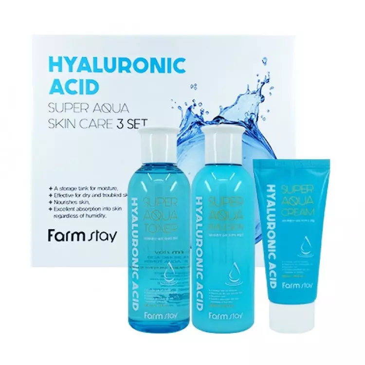 Набор 3 средств с гиалуроновой кислотой FARMSTAY Hyaluronic Acid Super Aqua Skin Care 3 Set
